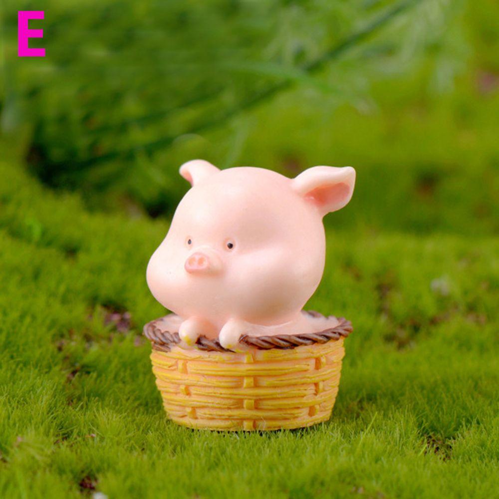 Cute Garden Home Decor Bonsai Decoration Figurine Micro Pig Family Resin Ornaments Miniature Model