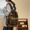 Шерстяной клетчатый школьный рюкзак для студента, большой вместимости, женский рюкзак