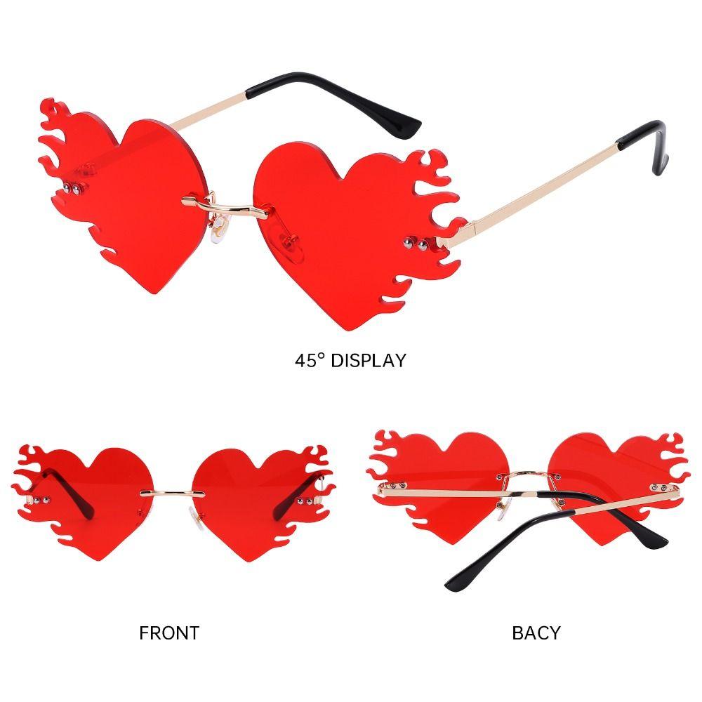 UV400 Protection Flame Love Sun Glasses Rimless Party Favor Eyewear for Women & Men