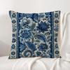 Art Vintage Blue Paisley Floral Pattern Cushion Cover Natural Linen Pillowcase Set Cushion Cover for Sofa Bedroom Chair