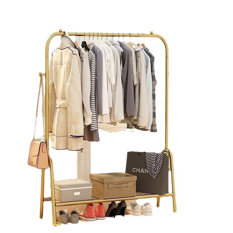 Light Luxury Metal Garment Rack with Shoe Shelf and Drying Bar
