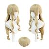Navia Cosplay Wig Game Fontaine Navia Long Linen Gold Curly Heat Resistant Synthetic Hair Role Play Wigs + Wig Cap