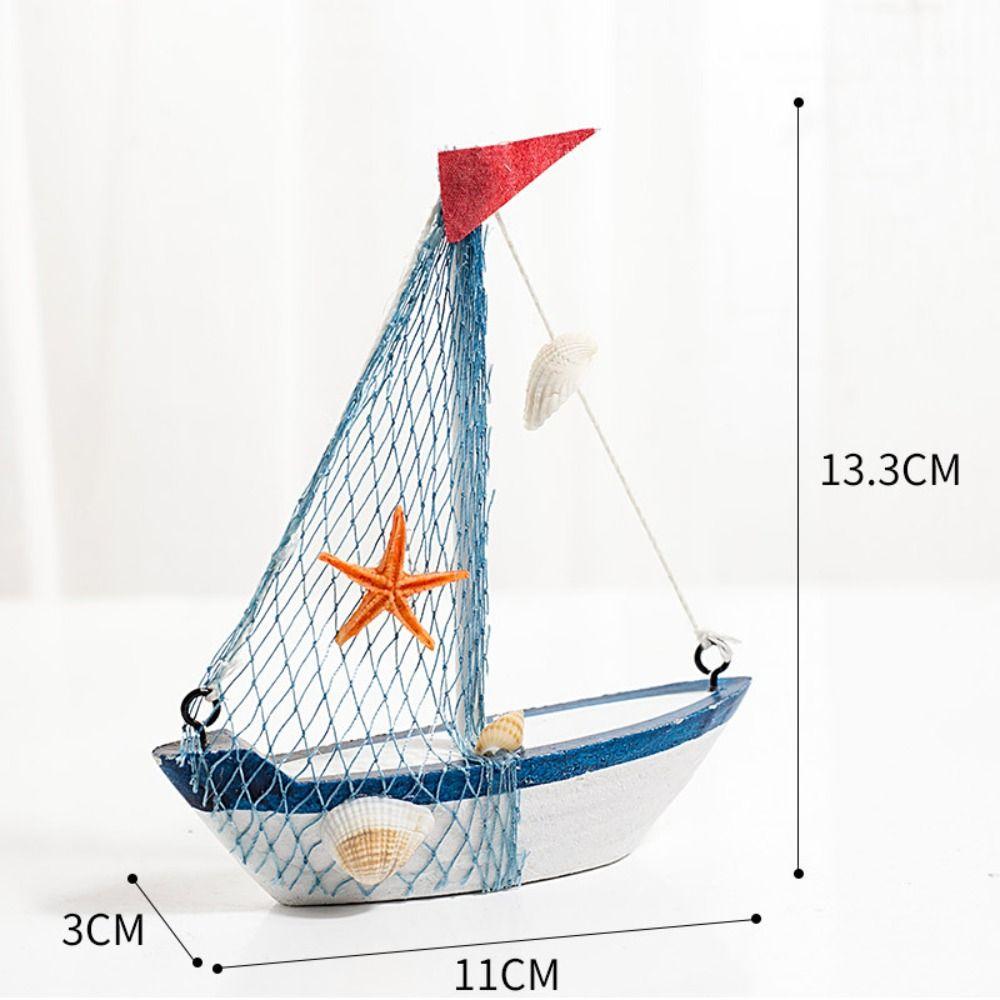 Wooden Crafts DIY Micro Landscape Sailing Miniature Figurines Sailboat Ornaments Sailing Model