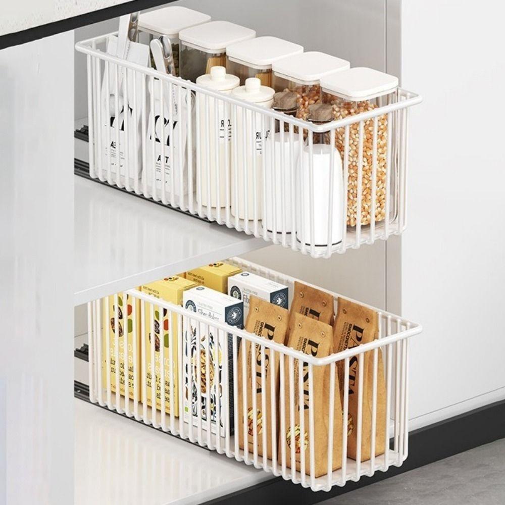Large Capacity Sliding Drawer Rack Carbon Steel Under Sink Storage Drawer Kitchen