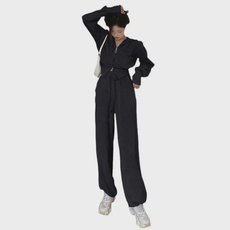 Salt Series Women's Sportswear Suit: Trendy, Slim, Loose-Fit, Two-Piece Sweater Set for Spring/Autumn