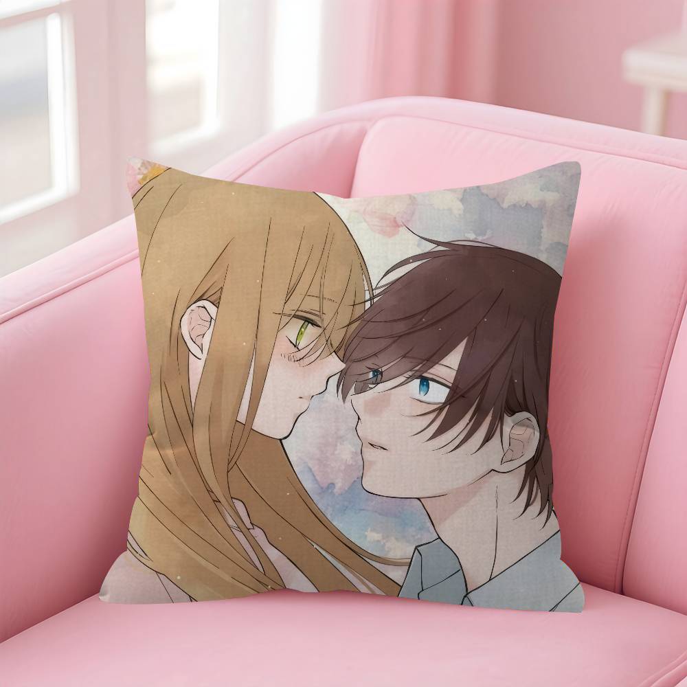 Anime My Love Story With Yamadakun At Lv999 Cushion Cover Inches Farmhouse Decor Home Throw Pillow Covers for Couch Decorations