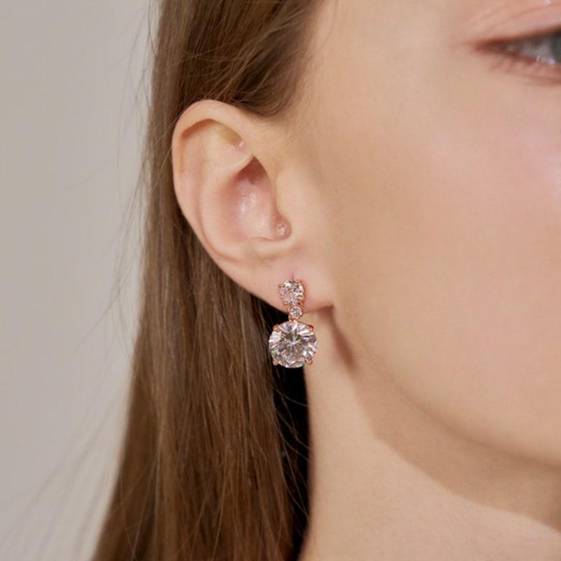 CRANNE Крупные серьги-подвески из 14-каратного золота с кубическим цирконием (Золотая булавка) C24EGP195