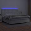 Vidaxl Łóżko Kontynentalne Z Materacem I Led, Biała Ekoskóra 200X200Cm