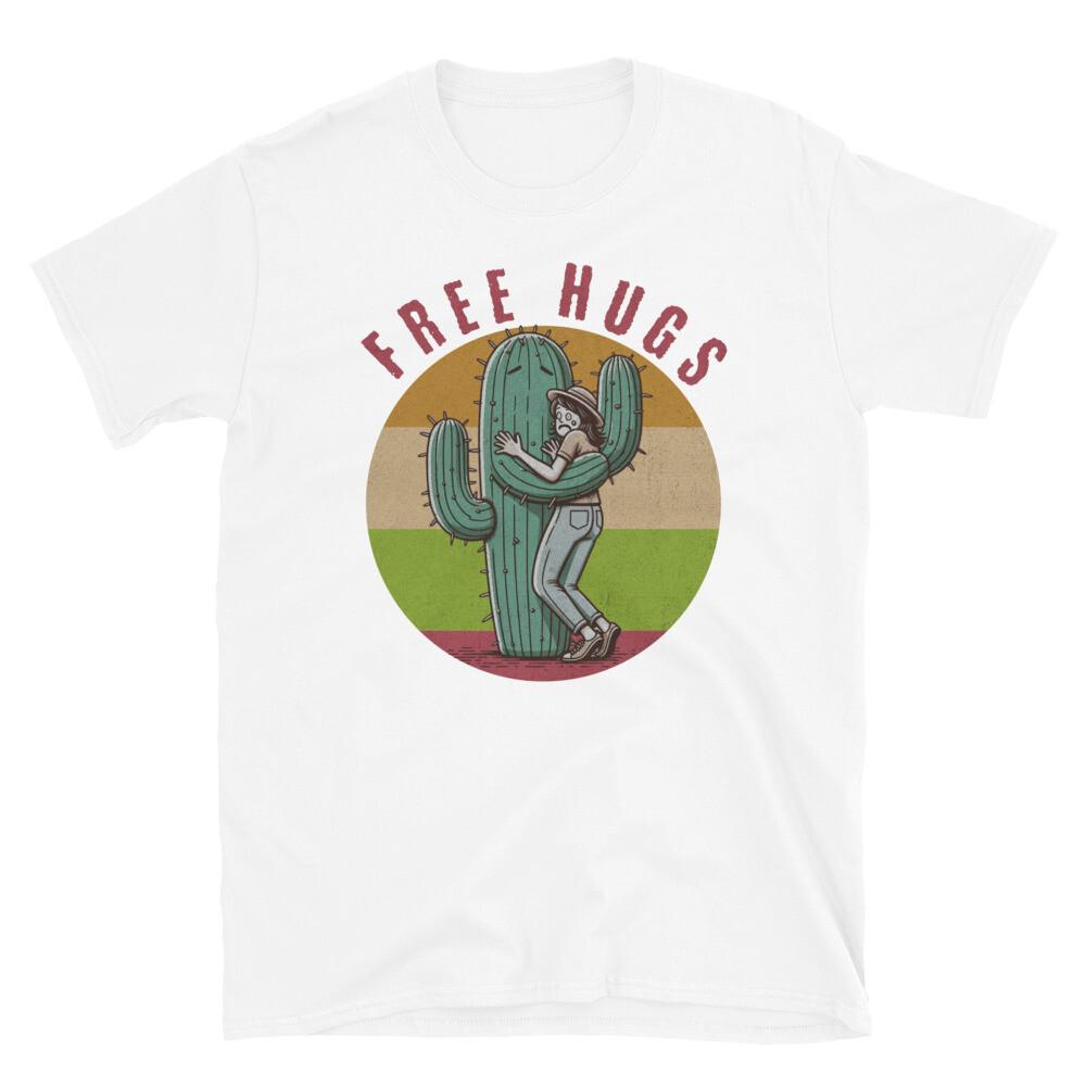 Free Hugs Cactus T-shirt - Humorous Plant Novelty Graphic Tee