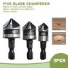 3pcs/1Set 12/16/19mm Countersink Drill 90 Degree Deburring Chamfering  Carpentry Power Tool