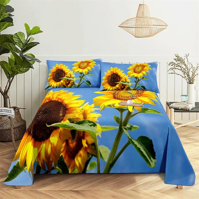 Lovers Room Bedding Set Bed Sheets and Pillowcases Bedding Flat Sheet Bed Sheet Set Sunflower Queen Sheet Set Gorgeous Girl