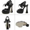 Fashion Hollowed Super Soft Upper Strappy Bow Design Women Pumps Summer Super High Chunky Heel Ladies Party Sandals Pole Dancing Heels