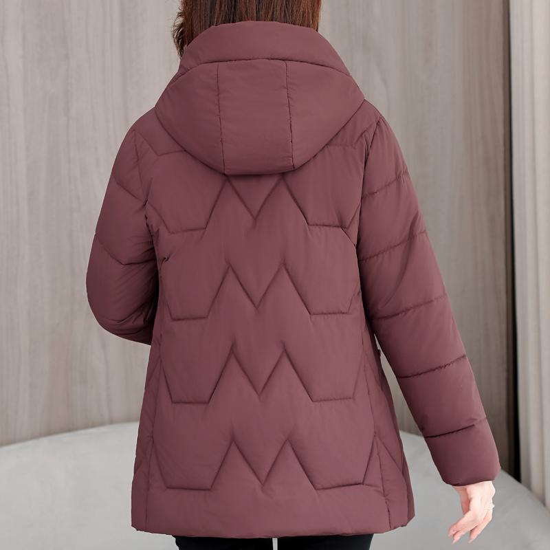 Женские зимние куртки среднего возраста с капюшоном, вышивкой, повседневная теплая парка, женское теплое пальто