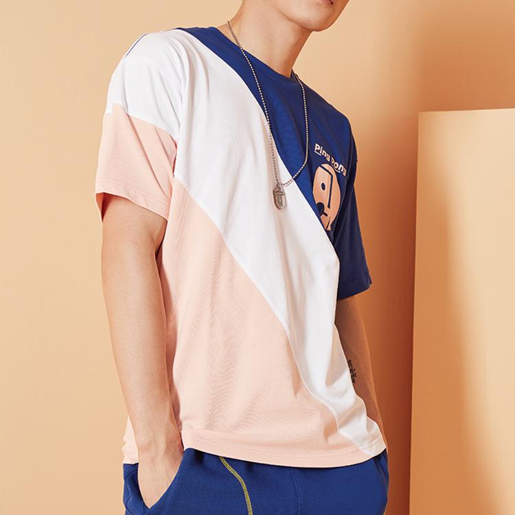 Li-Ning Paris Fashion Week SS20 Color Block Short Sleeve T-Shirt Men Tops Navy Standard-White Orange AHSQ281-1