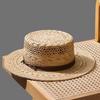 Новая летняя французская соломенная шляпа из рафии - Ручная плетеная ажурная шляпа с плоской широкой тульей и полями, защита от УФ-излучения, шляпа от солнца для отпуска и пляжа