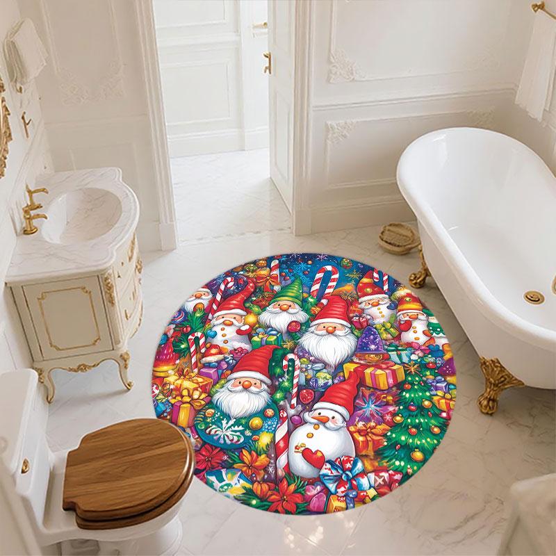Christmas Theme pattern round rug,Carpet Rug for Living Room Bedroom Playroom ,Non-slip Floor Mat,Holiday Gifts and Birthday Gifts.