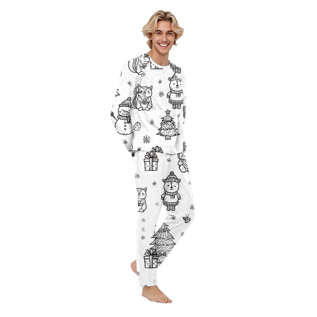 Раскрашенный вручную цветной наряд для родителей и детей - с принтом, круглый вырез, длинные рукава, длинные брюки, домашняя одежда, костюм для весны