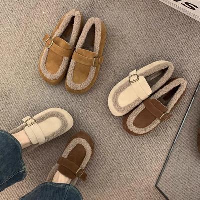 Ретро бархатные огромные удобные и красивые женские новые туфли Мао Мао осень-зима 2025 с мягкой подошвой и теплыми хлопковыми сапогами для снега