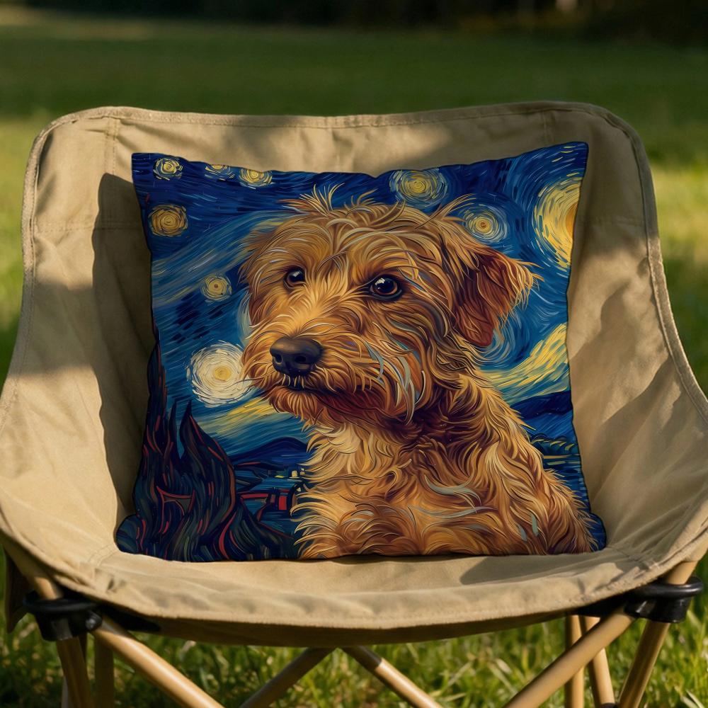 Catoon Starry Sky Dog Cushion Cover Soft Reversible Durable Pillow Cover MultiScene Use for Home Car Daily Comfort
