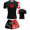 Martial Arts Training Set Mens Quick Dry Boxing Muay Thai Short Sleeve T-Shirt Shorts Sparring Fitness