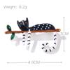 Cute Lazy Spotted Cat Brooches For Women Man Unisex Trendy Enamel Animal Brooch Pins Jewelry Gifts Clothing Accessories