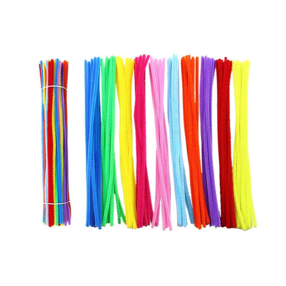 100pcs Educational Toys DIY Strips Twist Bar Chenille Stems Plush Wired Twist Sticks  Handcraft