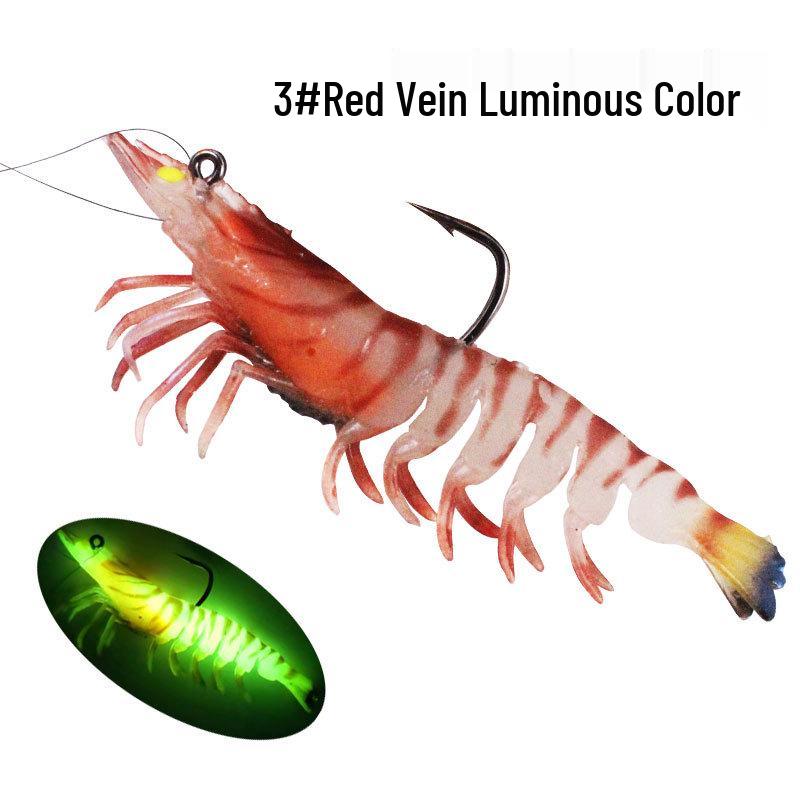 Светящийся гигантский крючок для креветки, мягкая приманка для привлечения рыбы