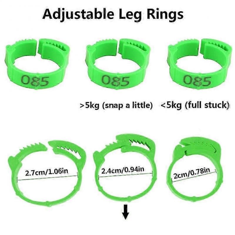100pcs Adjustable Chicken Leg Rings Poultry Number Tags Duck Supplies Green