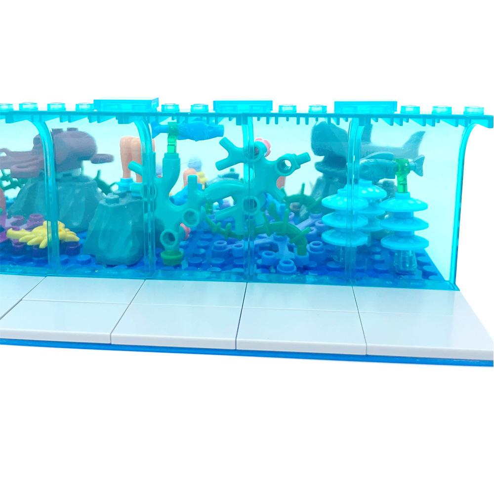 Small Particle Assembly Building Block Big Ocean Underwater World Shark Octopus Aquarium Scene Ornament