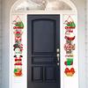 1 Pair Christmas Door Decoration Merry Christmas Hanging Sign Cartoon Santa Claus Snowman Holiday Decor for Home Wall Front Door