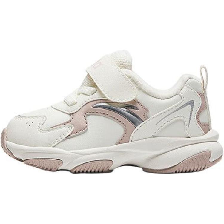 Anta Comfortable Versatile Anti-Kick Shock-Absorbing Low-Top Walking Shoes Baby Shoes White Pink A22440056-2