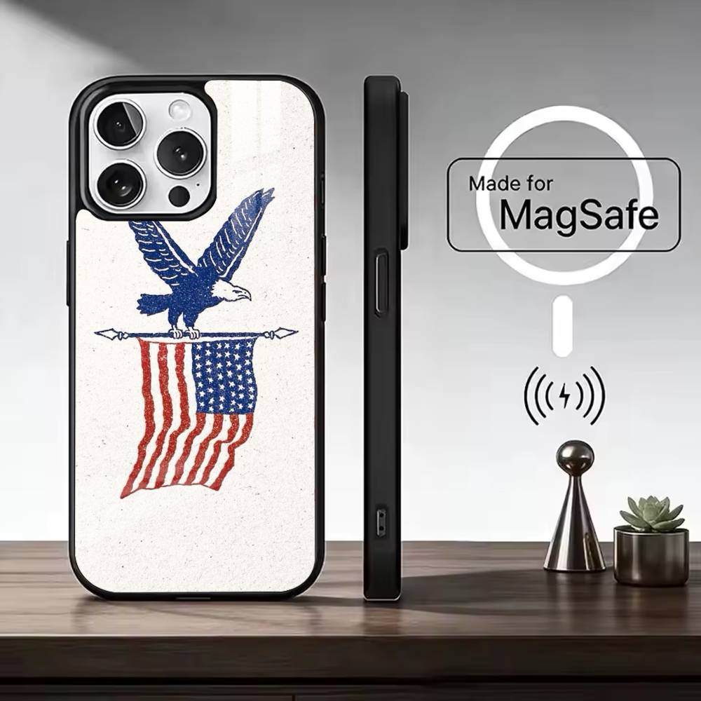 США A-Америка Флаг Чехол для телефона Для iPhone17,16,15,14,13,12,11 Plus,Pro Max, Новый Магнитный Беспроводной Заряд