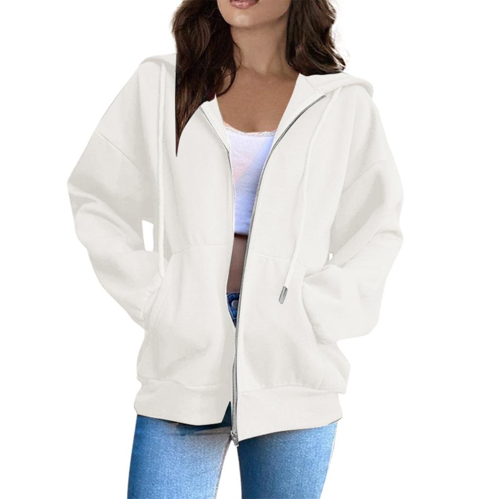 Women's Hooded Jacket, Regular Version Long Sleeved Jacket with Drawstring Cap, Casual Wear, Durable Fabric, High-quality Jacket, Office Wear