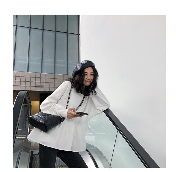 2023 Осень Корейский Женский Свободный Повседневный Однотонный Свитер-Футболка с Длинным Рукавом Тренд