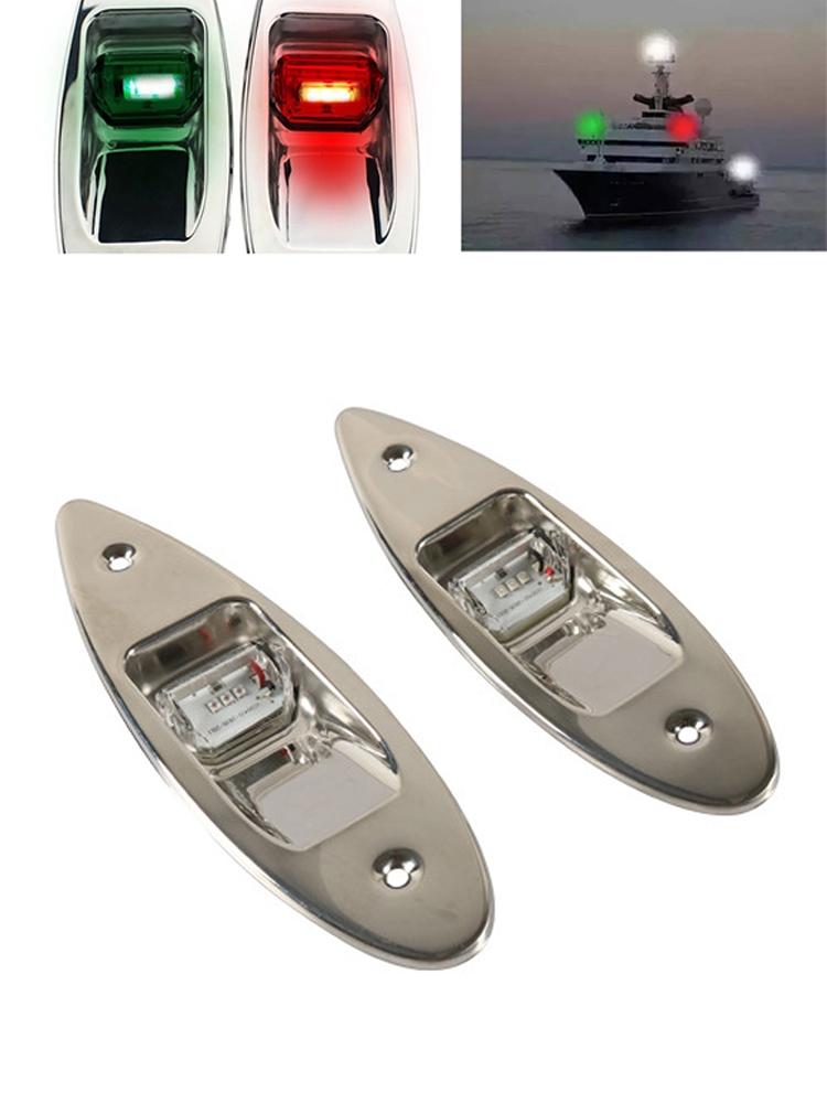 2x Red+Green Marine Boat Navigation LED Side Tear Drop Lights Vertical Mount 12V