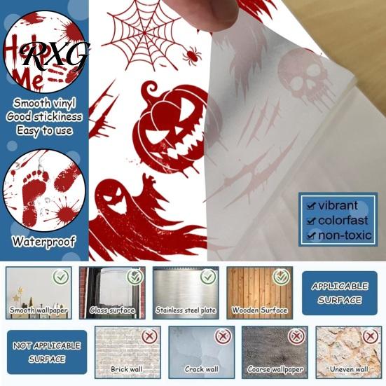PVC Scary Footprint Decals Halloween Horror Stickers, with Spooky Handprints Footprints Printed, Self-adhesive Skeleton Wall Art Decals, for Party And
