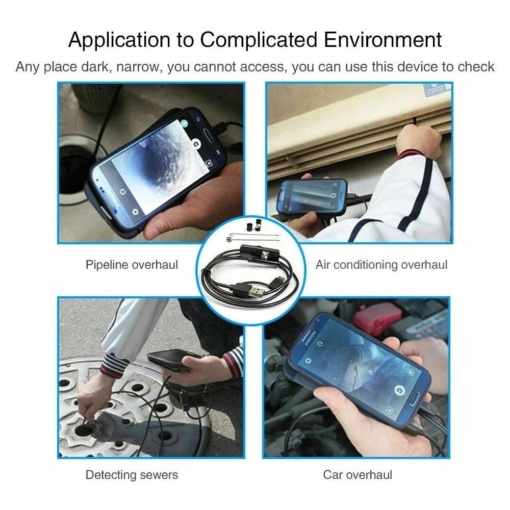 5.5mm Sewer Industrial Endoscope Waterproof Piping Endoscopy Type C Mini Camera 3 In 1 Automotive Borescope For Android Phone