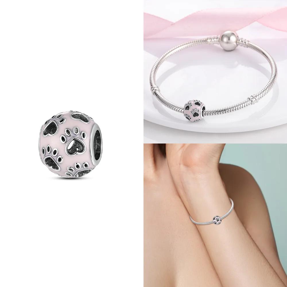 Медные Оригинальные Шармы Любовь Сердце Собака Кошка Лапы Подвеска Бусины Подходят для Браслета Mula DIY Ювелирные Изделия Для Женщин Подарок