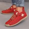 Модная женская обувь ручной работы из кожи, повседневные красные кроссовки для мужчин, обувь средней высоты, женские ботинки, противоскользящие, весенне-осенние, коричневые мужские лоферы