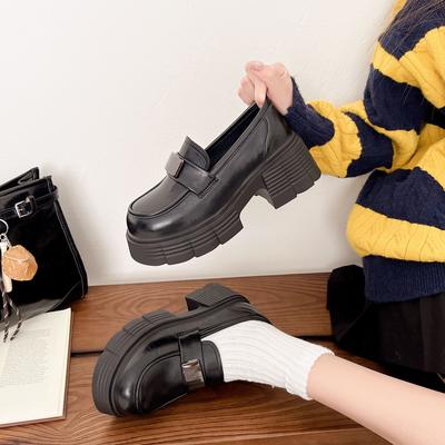 Женская новая академическая модная обувь на маленьком толстом каблуке, универсальная легкая повседневная обувь