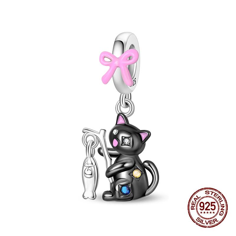 Charms Copper Moon Luminous Magical Cat Charms Beads Fit Original Bracelets Fashion Diy Jewelry Birthday Gifts