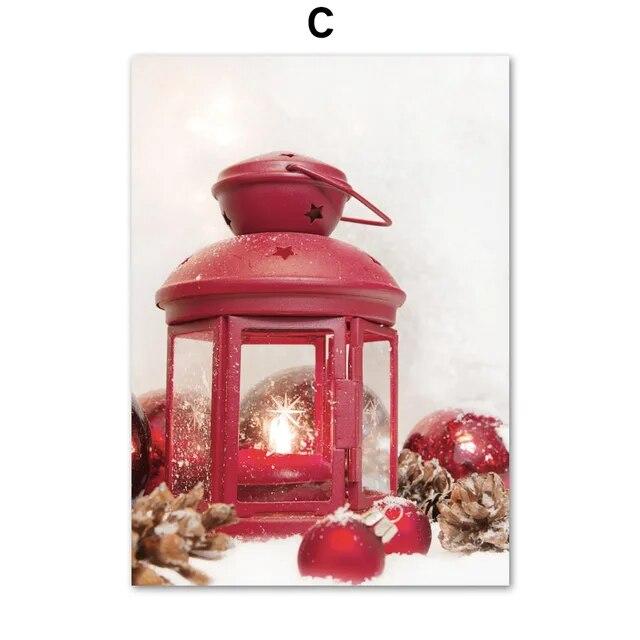 Рождественская елка, винтажный автомобиль, красный свет, украшение для гостиной, плакаты и принты, настенная живопись на холсте, настенные картины, домашний декор без рамки