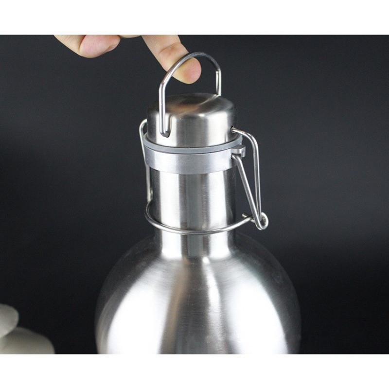 2L 64oz Beer Growler Homebrew Beer Making Hip Flask DIY Bar Tools Silver Stainless Steel Beer Bottle