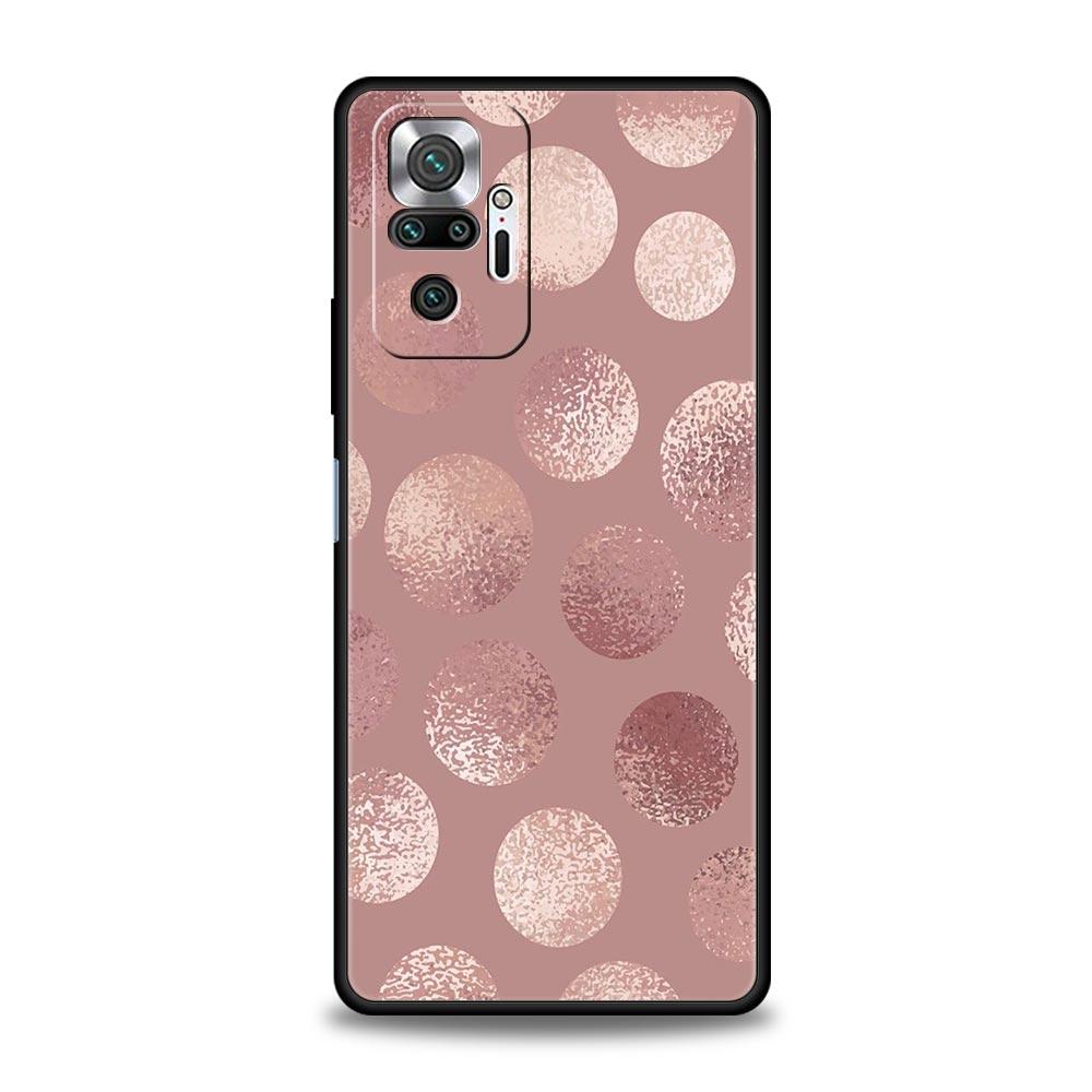 Чехол для телефона для Xiaomi Redmi Note 14 13 12 5G 11 10 Pro Plus 4G 9S 9 14C 13C 12C 10C 9C 9A Мягкий ТПУ Чехол Красивый Розовое золото искусство