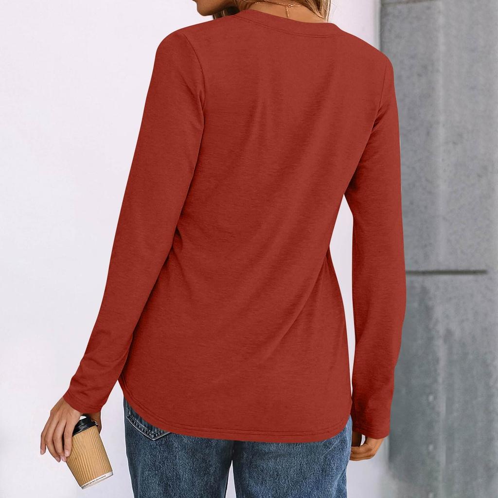 Women's Solid Color Long Sleeve Shirts Elegant Casual Tops Trendy Shirts Tops