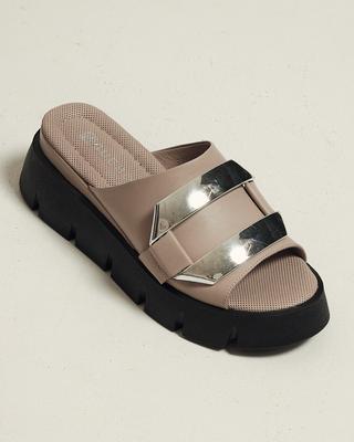 Шлепанцы на платформе 39562 36 Визон кожа