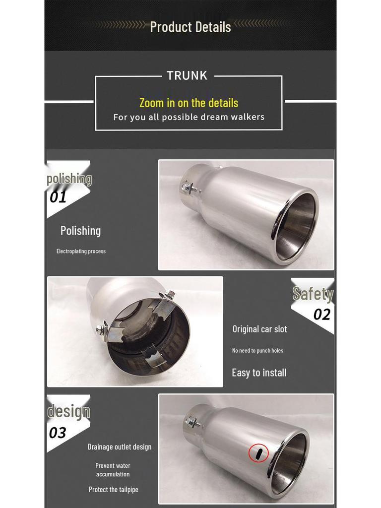 Stainless Steel Semi-Blue Exhaust Tailpipe for Prado, Reiz, Camry, RAV4, S6