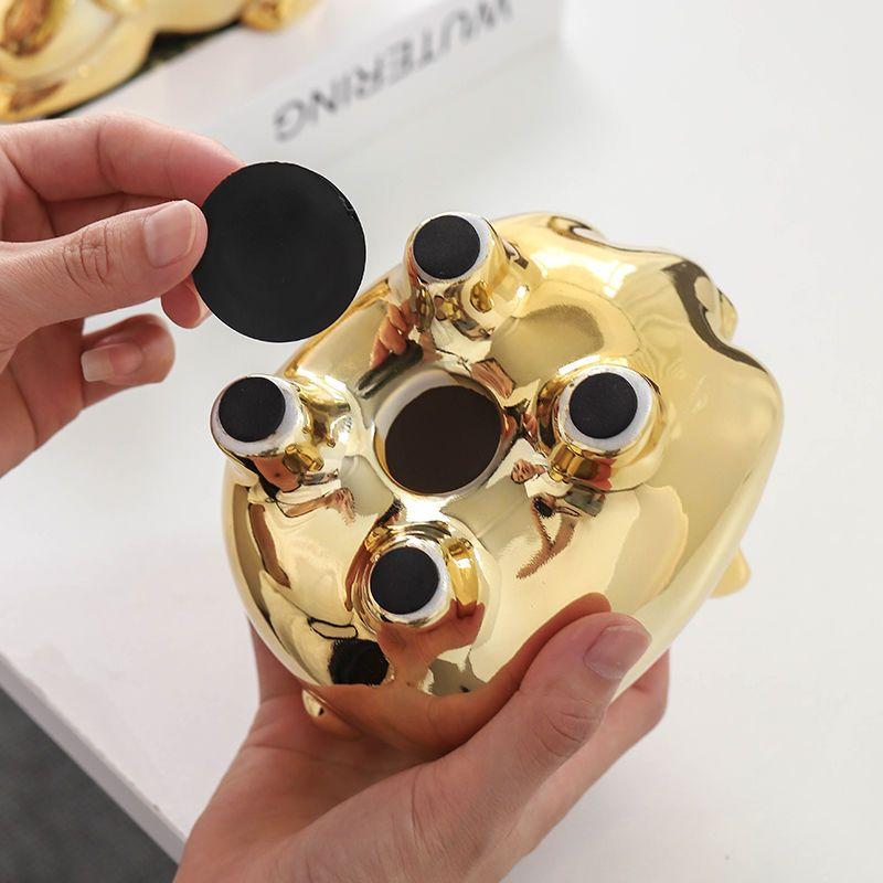 Креативная керамическая золотая свинья копилка настольное украшение для гостиной домашняя милая свинка животное копилка подарок украшение для столешницы