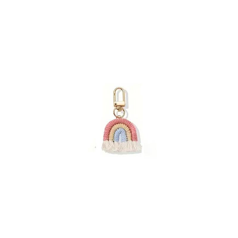 Hand-Woven Rainbow Keychain Pendant