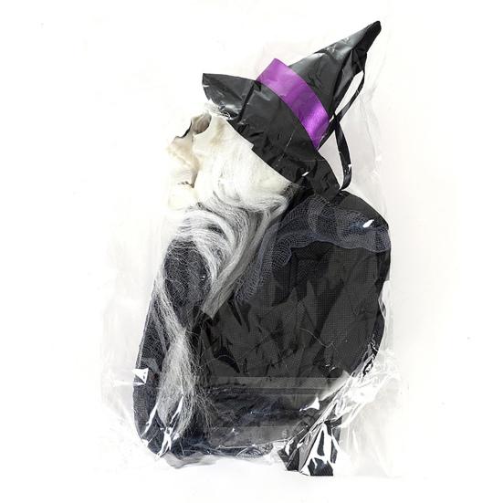 Halloween Hanging Skull Realistic Skull Ghost Decoration with Long Hair Poseable Wire Spooky Hanging Skeleton Prop for Halloween Party